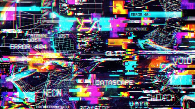 Abstract digital glitch cyber screen background