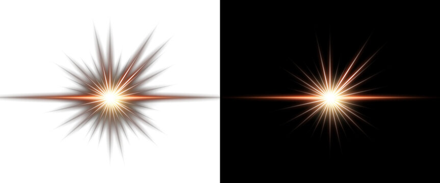 Golden Lens Flare Light Burst. Star Glow, Spark Effect, png