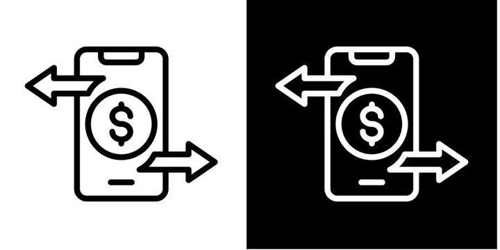 Mobile Transfer Icon Set White Style Collection