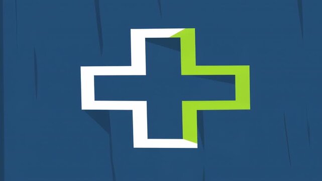 Medical Cross Symbol on Blue Background.