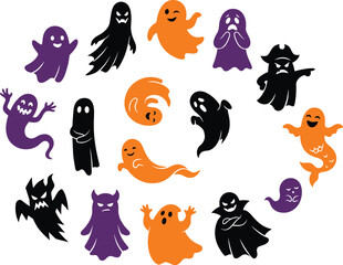Obraz premium Spooky halloween ghost collection vector ghosts for party decorations and seasonal designs 