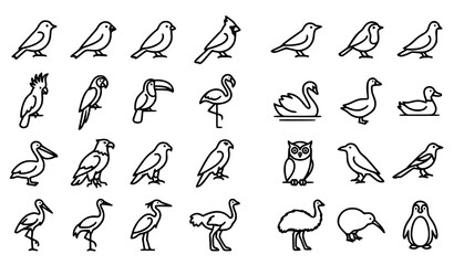 Bird Line Icon Set with Editable Stroke Premium Outline Vector Collection for Web UI and Apps © MdAlAmin