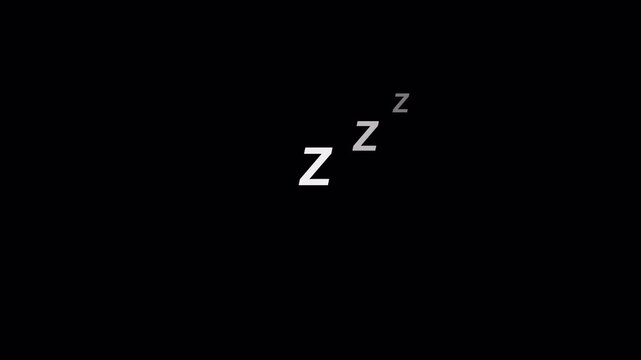 Animated zzz sleep symbol with an alpha channel, Sleep concept, Moving z letters animated user interface element on a transparent background