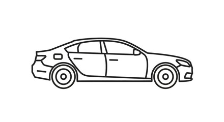 Fototapeta premium Detailed line art of a modern four-door sedan.