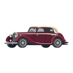 Naklejka premium Vintage Maroon Car, Classic Automobile, Retro Vehicle, Old Timer Roadster