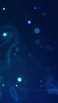 Abstract Blue Glowing Particles and Smoke Background Generative AI