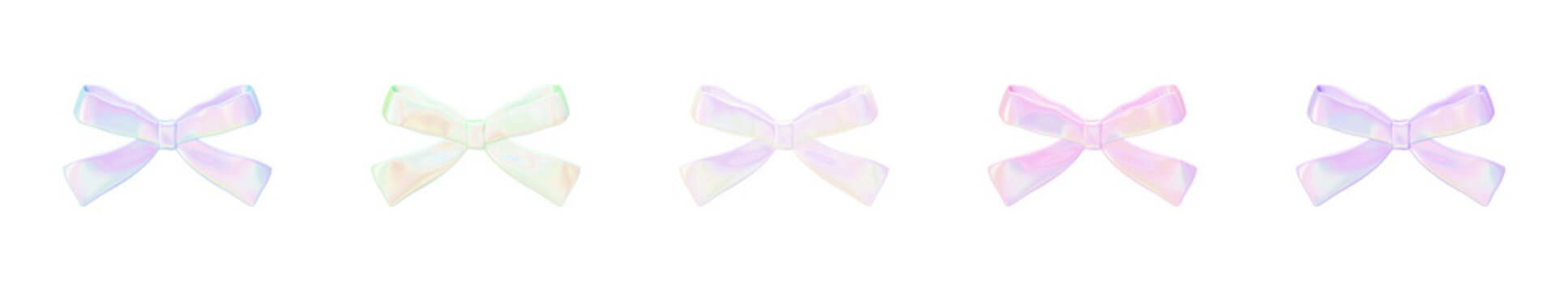 Aurora Pastel Holographic Collection - Ribbon Set - Transparent 3D PNG Elements
