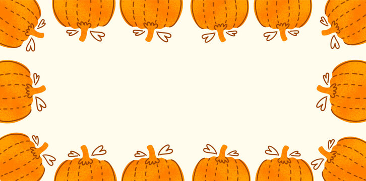 Orange pumpkin border frame pattern for autumn seasonal design