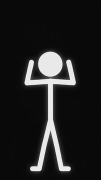 Glowing Stick Figure Thinking and Becoming Confused with Question Mark Vertical Video