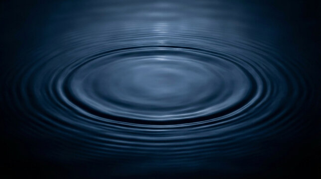 Concentric water ripples spreading across a calm dark blue surface, abstract water background