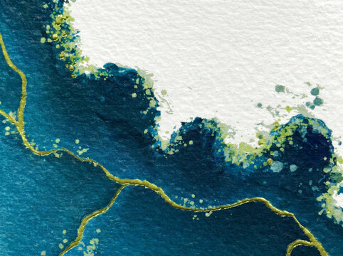Watercolor texture with gold streaks.