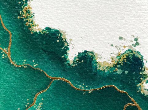Watercolor texture with gold streaks.