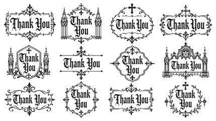 Thank you gothic ornamental frames and borders, vintage retro catholic religious style. © MdJubayer