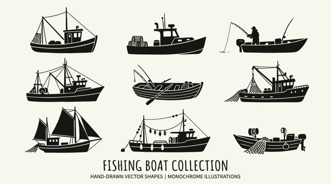 Collection of various fishing boats.