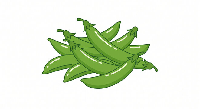 sugar snap peas flat vector illustration, isolated on white