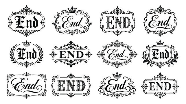 End calligraphic decorative frames. end ornamental borders with vintage design elements.