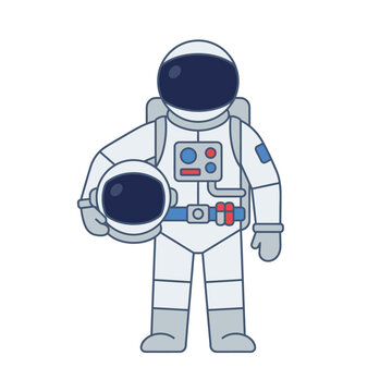 Astronaut in white spacesuit standing.