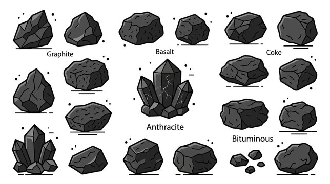 Collection of Dark Rocks and Minerals, Natural Resources
