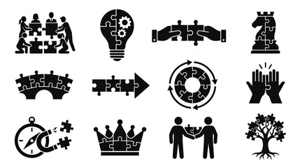 Teamwork Puzzle Concepts Icons Set © roina