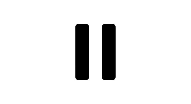 Solid black pause icon isolated on white background.