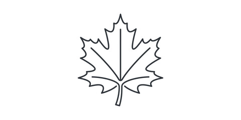 Fototapeta premium Minimalist outline drawing of a single maple leaf.