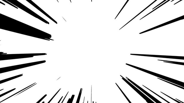 Dynamic manga style speed lines background, comic book action effect overlay, radial anime impact lines for motion and transitions
