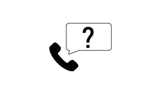 Minimalist telephone with question mark speech bubble for customer support and faq concepts help desk