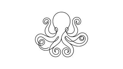 Minimalist line art octopus illustration, continuous line drawing, simple elegant marine animal. © Padel