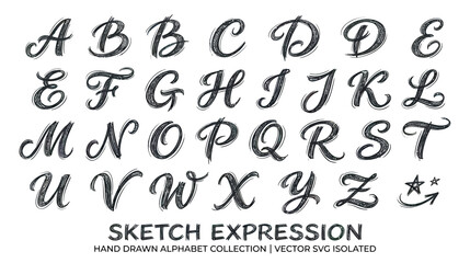 Obraz premium Hand Drawn Sketchy Alphabet Letters Collection