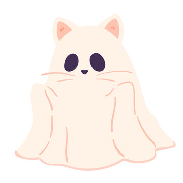 Cute Ghost Cat Illustration