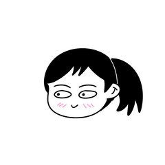 Content Girl Character with Ponytail Sleepy Smile Cartoon Avatar