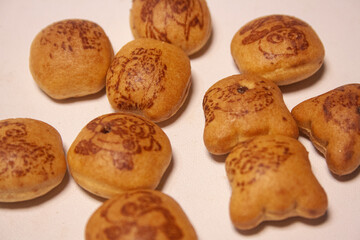 Fototapeta premium Hello Panda Biscuits with chocolate cream filling in a plastic box