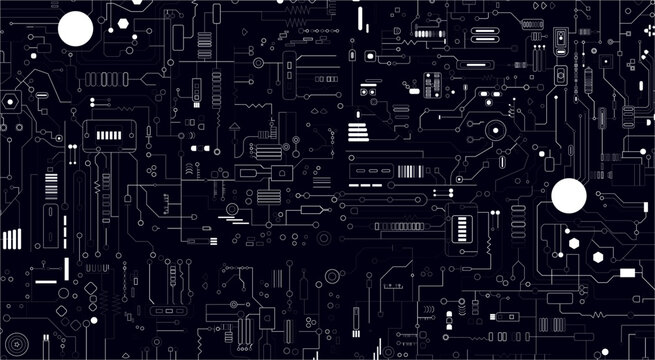 Electronic Engineering Circuit Illustration. Digital Circuitry Seamless Technology Design