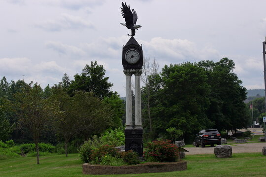 statue of eagle on a clock tower