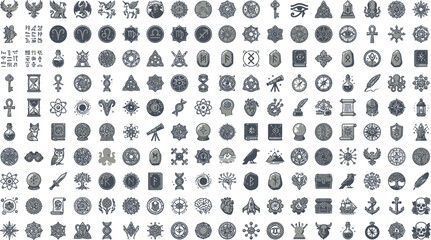 Fototapeta premium Pixel Art Icons Collection: Fantasy, Magic, Science & Nature Symbols