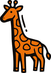 Fototapeta premium Cute cartoon giraffe illustration with orange spots.