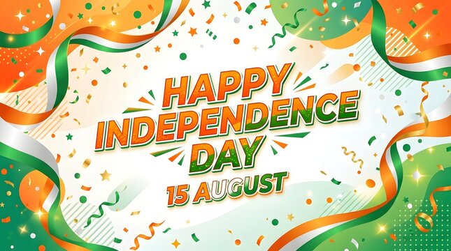 Happy Independence Day banner. August 15th celebration background