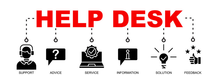 Help Desk Glyph Banner Vector Illustration with icon.