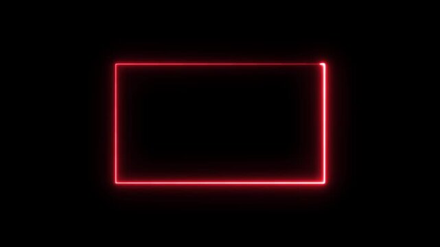 Rectangle animation glowing neon frame background , Neon line box animation, Square rectangle picture frame glowing neon animation on trasparent background.