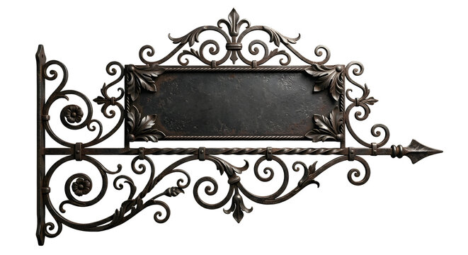 Vintage wrought iron ornate hanging sign