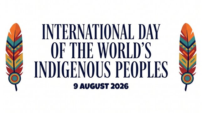 International day of the worlds indigenous peoples with decorative feather borders