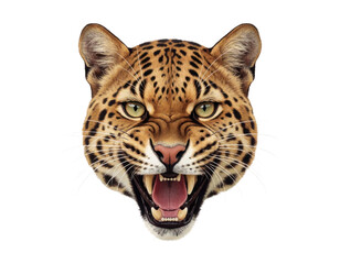 Obraz premium Leopard Head Roaring Isolated Transparent Background