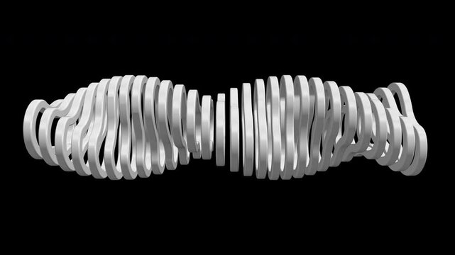 White wavy ribbon shape animation on transparent background