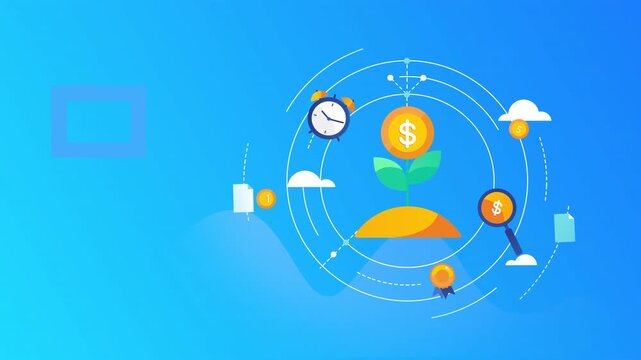 Digital Finance Growth Concept with Money Tree and Global Network Elements.