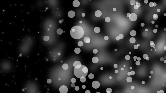 Monochrome bokeh orbs background animation, Soft bokeh background with circular light orbs animated