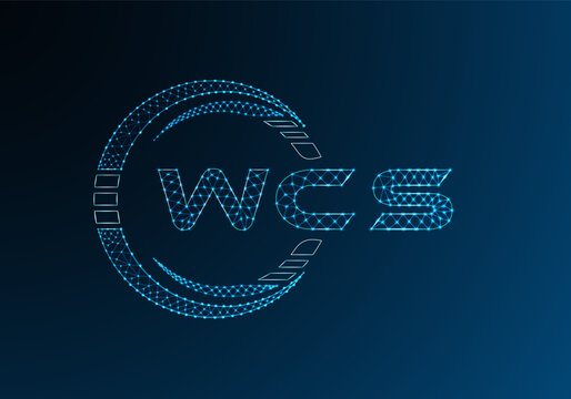 WCS low poly letter logo vector design. WCS lower poly logo design. Low poly logo.