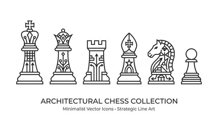 Architectural Chess Collection - Minimalist Vector Icons © Saiful