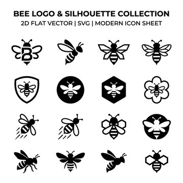 Bee Icons and Silhouettes Collection