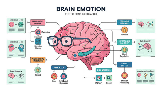 Brain Emotion Infographic with Connections