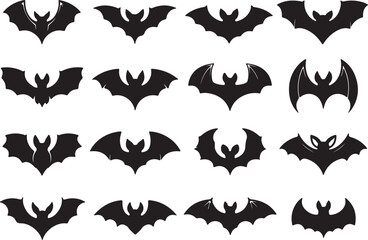 Fototapeta premium Vampire bats hand drawn silhouette illustrations set
